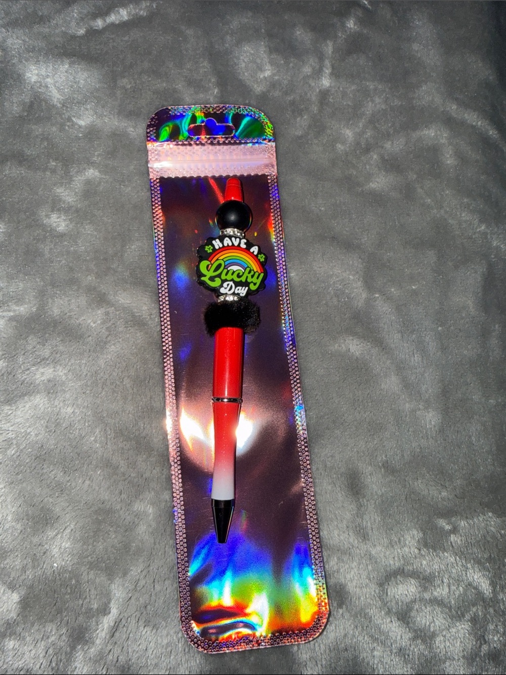 Have a Lucky Day Red Ombre Pen with Charm
